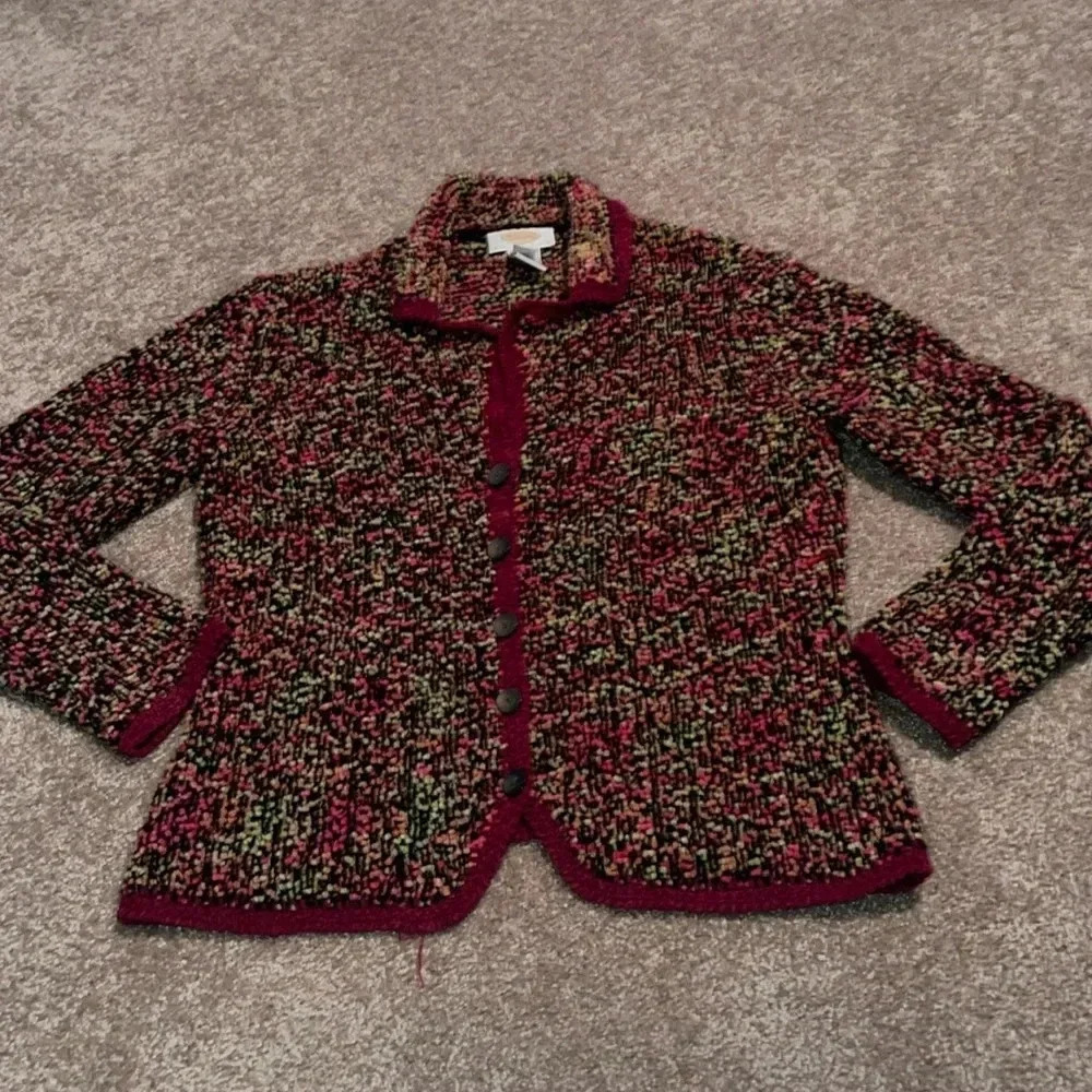 Talbots Knit Multicolor Cardigan - Small Petite. FF